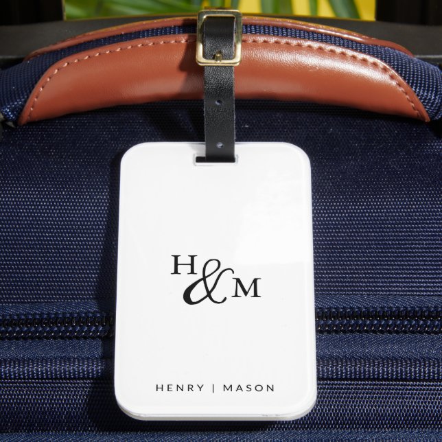 Elegant Monogram Modern Minimalist Luggage Tag (Front Insitu 2)