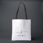 Elegant Monogram Modern Minimalist  Tote Bag<br><div class="desc">Personalise this stylish tote bag with your name initial monogram. Design features a simple custom monogram design in a classic black modern minimalist typography on a black background. Easy to customise. Perfect as a gift item for all your loved ones. Grab one for yourself as well.</div>