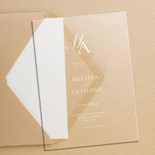 Elegant Monogram Modern Minimalist Wedding Acrylic Invitations
