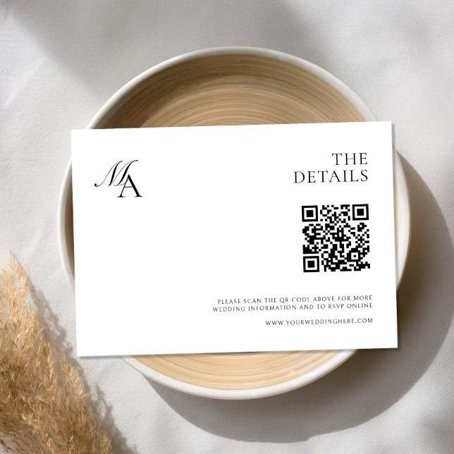 Elegant Monogram Modern Minimalist Wedding Enclosure Card (Creator Uploaded)