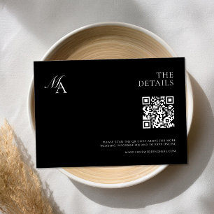 Elegant Monogram Modern Minimalist Wedding Enclosure Card