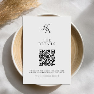 Elegant Monogram Modern Minimalist Wedding Enclosure Card