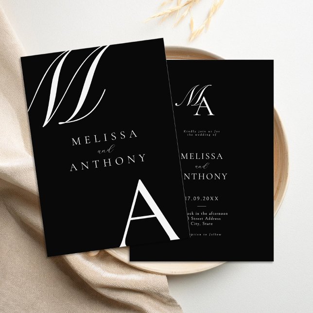 Elegant Monogram Modern Minimalist Wedding Invitation (Creator Uploaded)