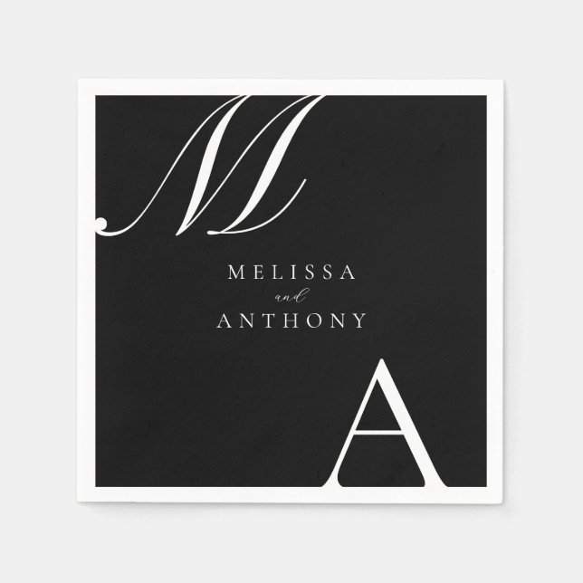 Elegant Monogram Modern Minimalist Wedding Napkin (Front)