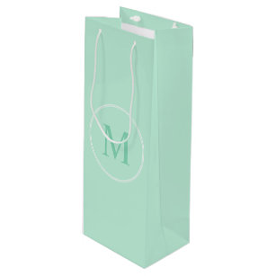 Elegant Monogram Modern Mint Green Colour Template Wine Gift Bag