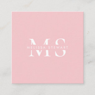 Elegant monogram modern pastel pink professional square business card