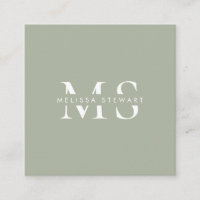 Elegant monogram modern sage green professional