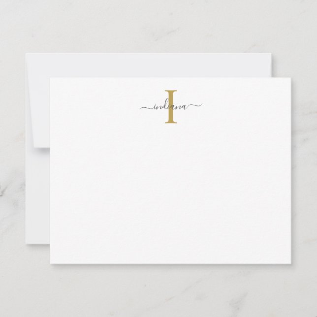 Elegant Monogram Modern Script Gold Grey Card (Front)