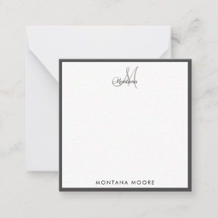 Elegant Monogram Modern Simple Girly Black Card