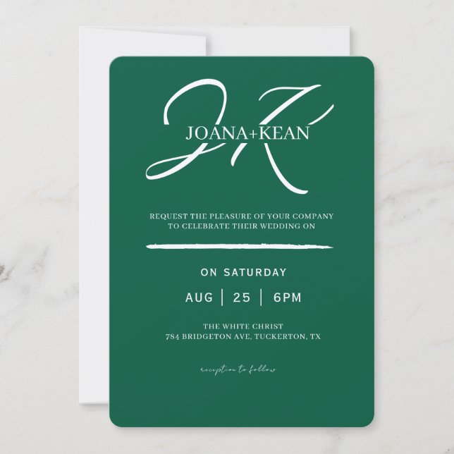 Elegant Monogram Modern Wedding Invitation (Front)