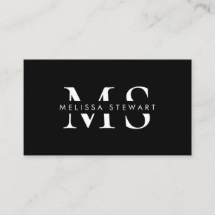 Elegant monogram modern white black professional business card