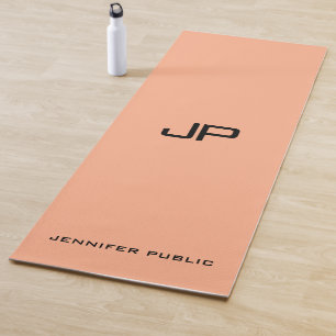 Elegant Monogram Name Fitness Template Coral Peach Yoga Mat