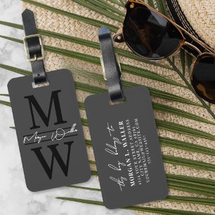 Elegant Monogram Name Luggage Tag