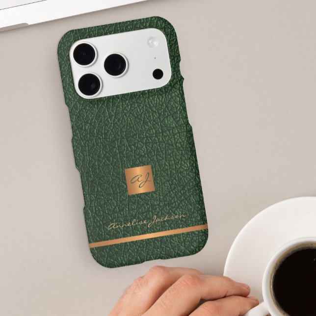 Elegant monogram name personalised dark green gold (Creator Uploaded)