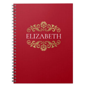 Elegant Monogram Name Red  Notebook