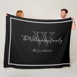 Elegant Monogram Name Script Chic Wedding Keepsake Fleece Blanket