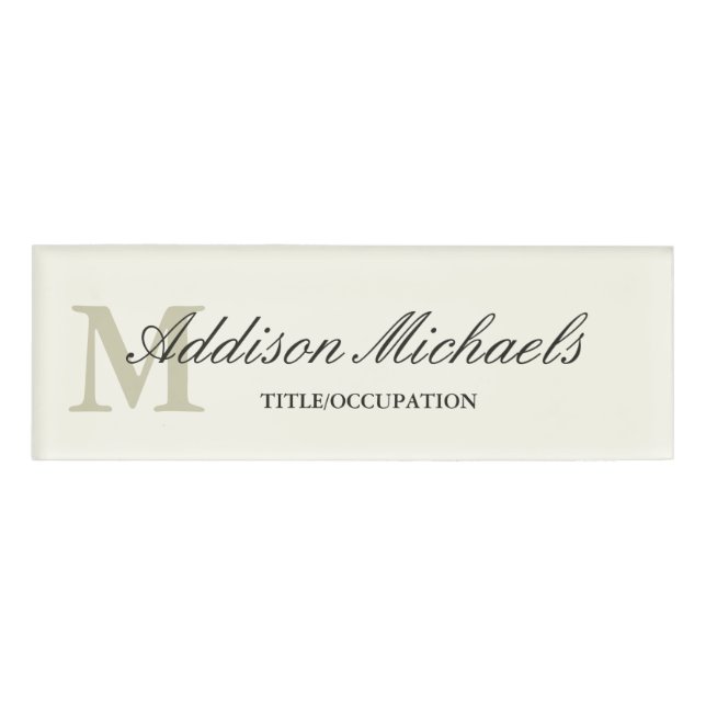 Elegant Monogram Name Tag (Front)