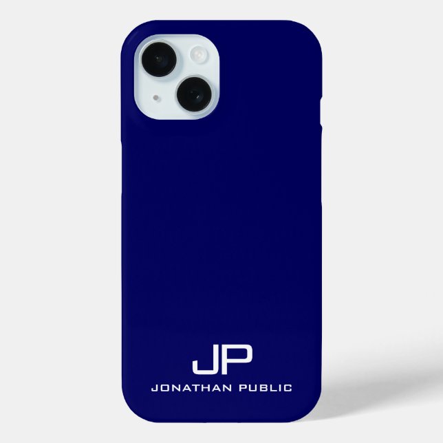 Elegant Monogram Name Template Navy Blue Trendy Case-Mate iPhone Case (Back)