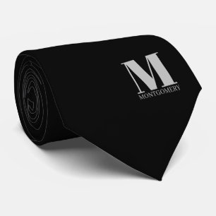 Elegant Monogram + Name Wedding Tie