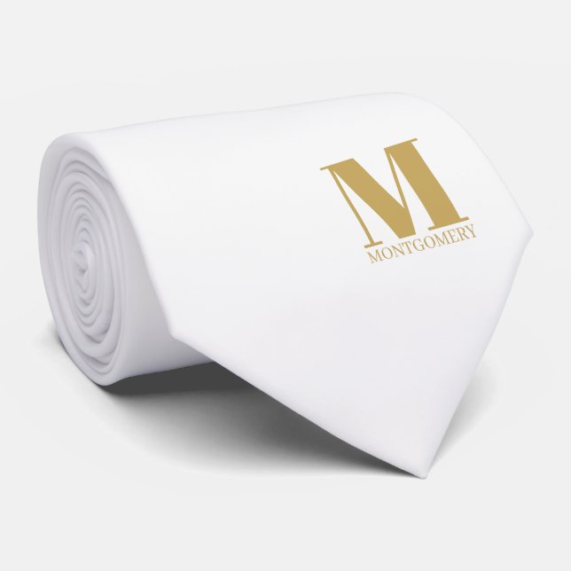 Elegant Monogram + Name Wedding Tie (Rolled)