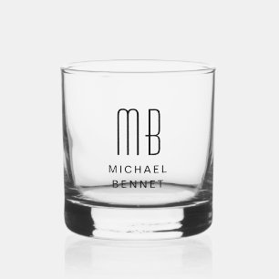 Elegant Monogram Name Whiskey Glass