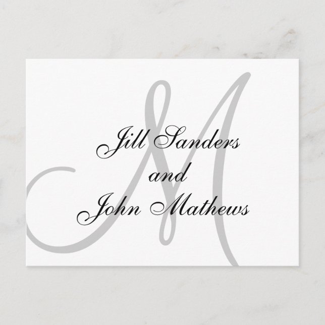 Elegant Monogram Names Save the Date Announcement Postcard (Front)