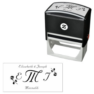 Elegant Monogram & Names Self Inking Rubber Stamp