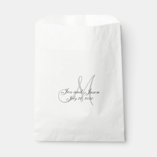 Elegant Monogram Names Thank You Wedding Favour Bag (Front)