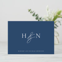 Elegant Monogram Navy Blue Wedding