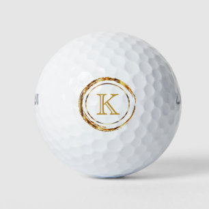 Elegant Monogram On Gold Golf Balls