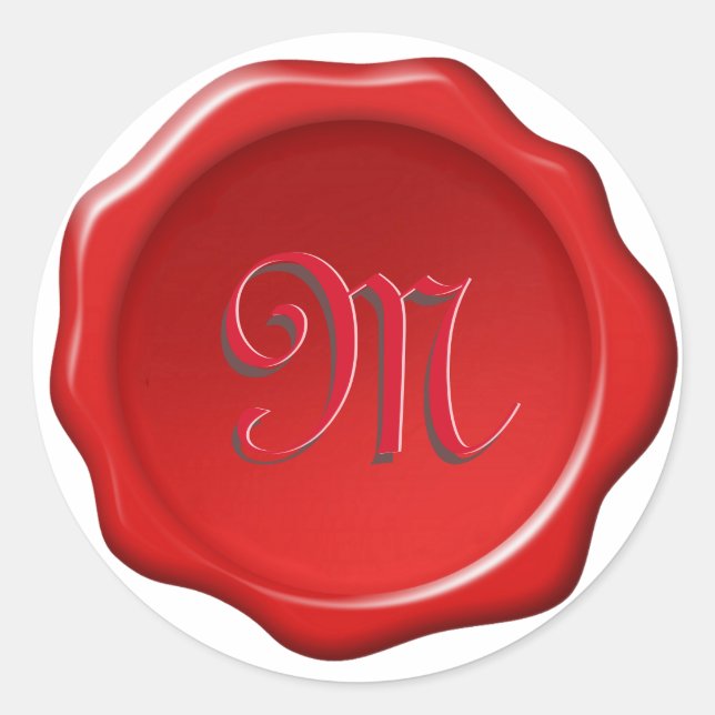 Elegant Monogram on Red Wax Seal Image Sticker (Front)