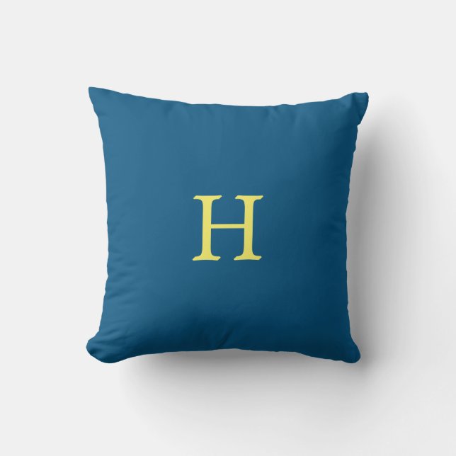 Elegant Monogram on Teal Blue Cushion (Front)