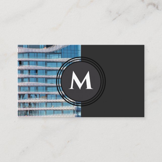 Elegant monogram organic architecture waves business card (Front)
