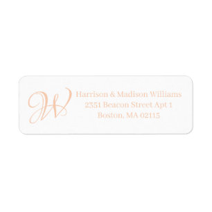 Elegant Monogram peach white custom address Return Address Label