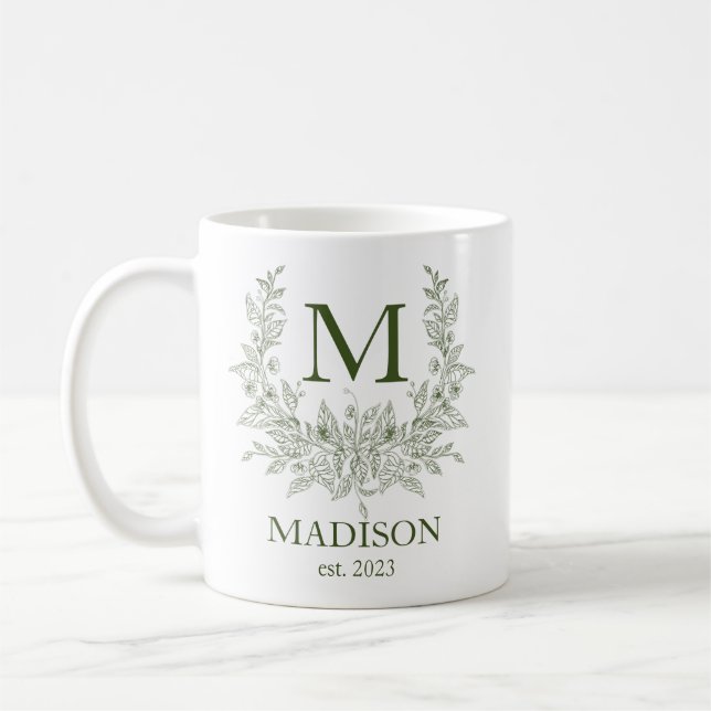 Elegant Monogram Personalised Coffee Mug (Left)