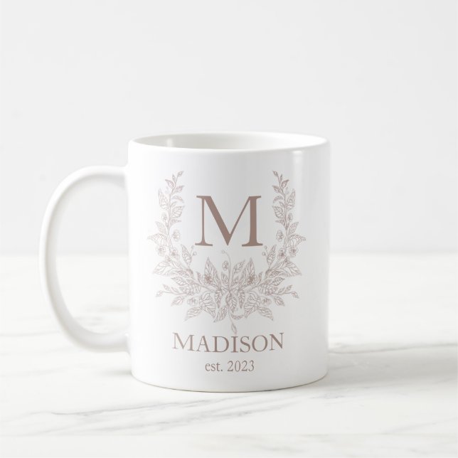 Elegant Monogram Personalised Coffee Mug (Left)