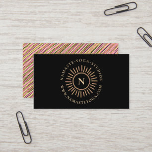 Elegant Monogram Personalized Black Gold Business Card