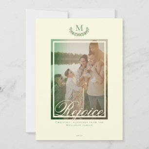 Elegant monogram photo Christmas greeting Card