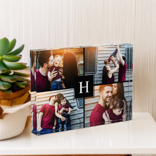 Elegant Monogram Photo Collage Block