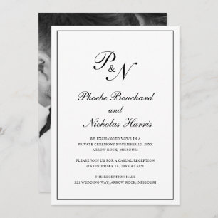Elegant Monogram Photo Formal Wedding Reception Invitation