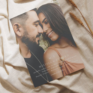 Elegant Monogram Photo Minimalist Wedding  Invitation