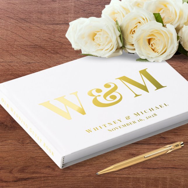 Elegant Monogram Photo Wedding Guest Book (Creator Uploaded)