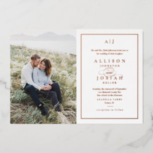 Elegant Monogram Photo Wedding Rose Gold