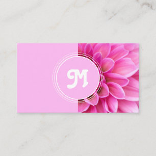 Elegant monogram pink dahlia florist two tone business card