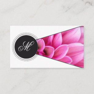 Elegant monogram pink flower florist white grey business card