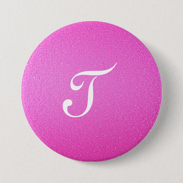 Elegant Monogram pink glitter 7.5 Cm Round Badge (Front)