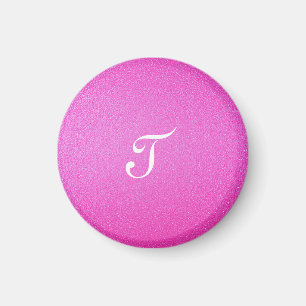 Elegant Monogram pink glitter Magnet