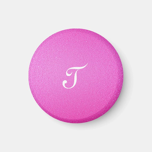 Elegant Monogram pink glitter Magnet (Front)