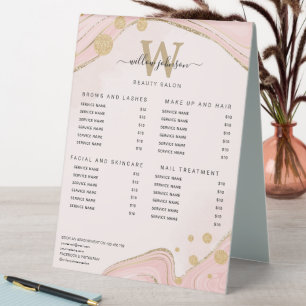 Elegant Monogram Pink Gold Marble Agate Price List