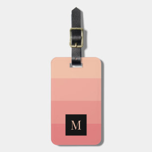 Elegant Monogram Pink Striped Custom Name Address  Luggage Tag